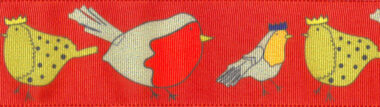 Festive Robin 25mm Christmas Ribbon