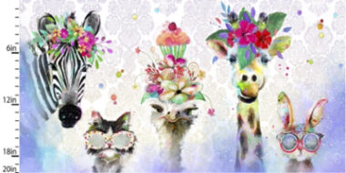 Party Animals Linear Panel 3 Wishes Cotton Fabric