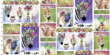 Party Animals Animal Phrases 3 Wishes Cotton Fabric