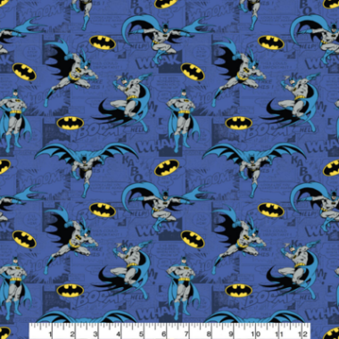 Batman Comics Blue Cotton Fabric
