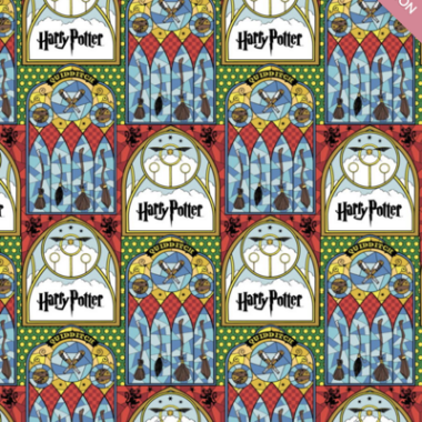 Stained Glass Broomsticks Harry Potter Fabric