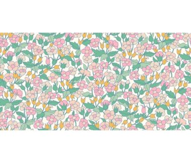 pale blue Michael Miller fabric pink flowers Laura Gunn Fabric by