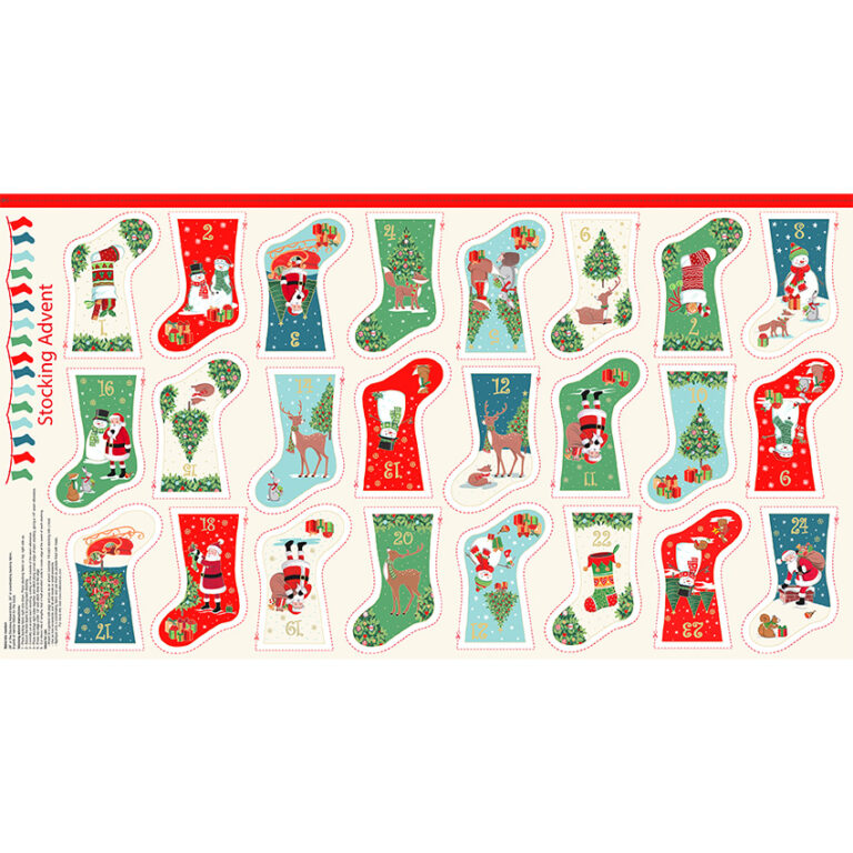 Merry Christmas Mini Stocking Makower Advent Panel | Remnant House Fabric