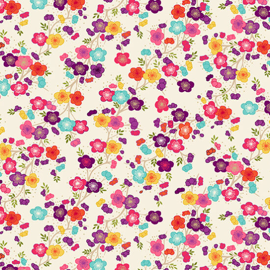 Hikari Blossom Makower Cotton Fabric | Remnant House Fabric