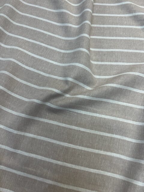 Latte Linen Stripe Dress Fabric | Remnant House Fabric